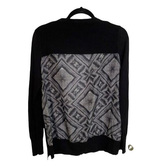 BROCHU WALKER BLACK CARDIGAN WITH SILKY BACK PATTERN SIZE M - Picture 2 of 6
